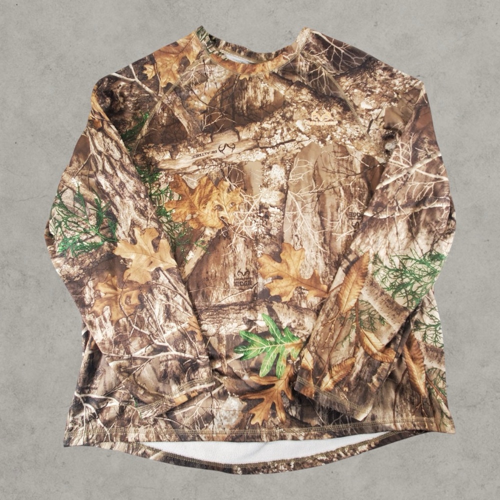 Realtree‎ Shirt Mens XL Brown Camouflage Long Sleeve Outdoor Performance Casual